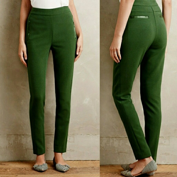 Anthropologie Pants - Anthro Cartonnier Green High Rise Tuxedo Pants